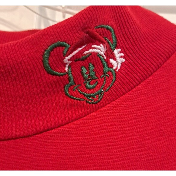 Walt Disney World Red Sweater with Christmas Mickey Embroidered on Collar Sz XXL - Picture 3 of 6